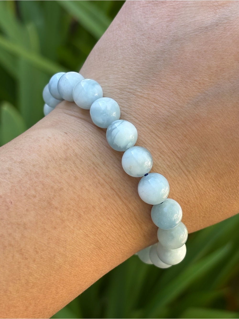 9.5mm Stretchable Blue Aquamarine Bracelet 2618 - Picture 6 of 7